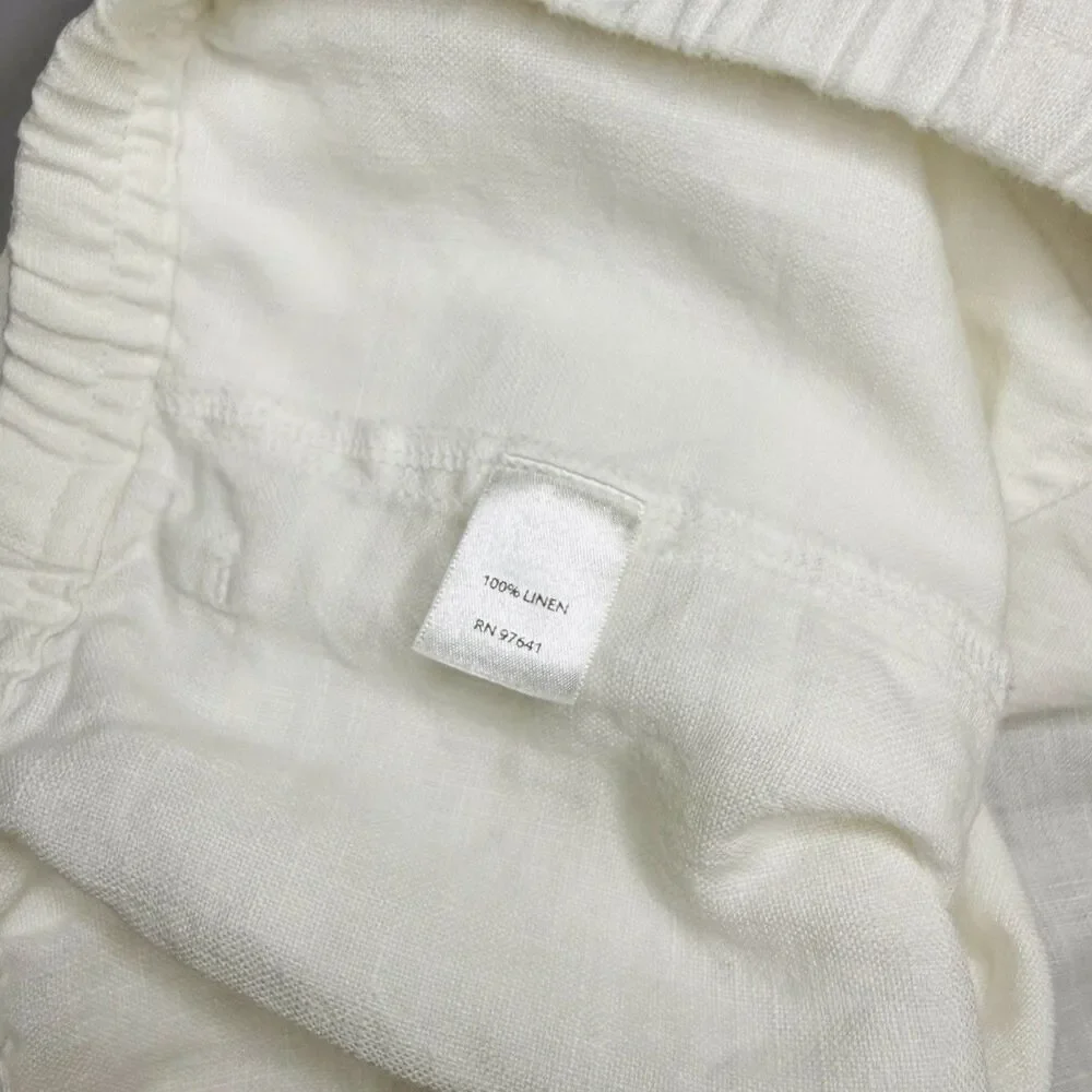 J Jill Shorts Womens Small Petite White Linen Elastic Waist Pockets Casual